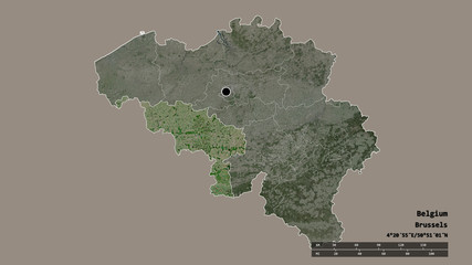Location of Hainaut, province of Belgium,. Satellite