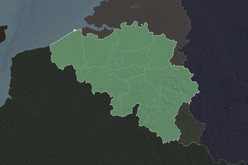 Belgium borders. Neighbourhood desaturated. Administrative