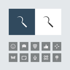 Creative Sickle Icon with Bonus Icons.