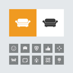 Creative Sofa Icon with Bonus Icons.