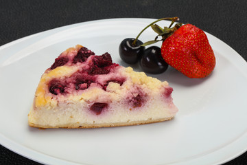 Cheesecake with cherry served strawberry