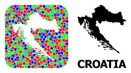 Mosaic Stencil and Solid Map of Croatia