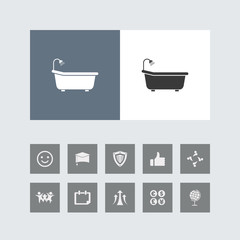 Creative Bath Tub Icon with Bonus Icons.