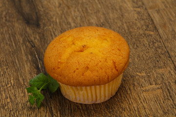 Sweet tasty muffin served mint