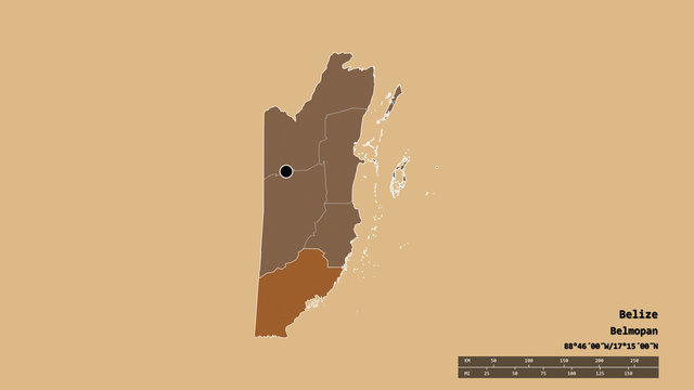 Location of Toledo, district of Belize,. Pattern
