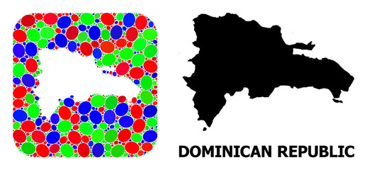 Mosaic Stencil and Solid Map of Dominican Republic