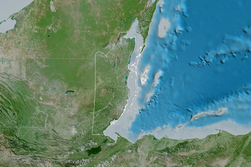 Belize borders. Satellite