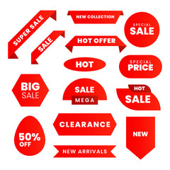 set of red sale labels