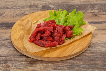 Raw beef meat sliced for cooking