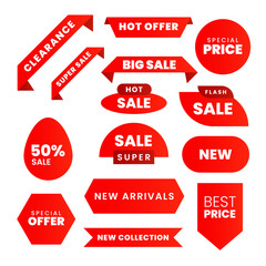 set of red sale labels