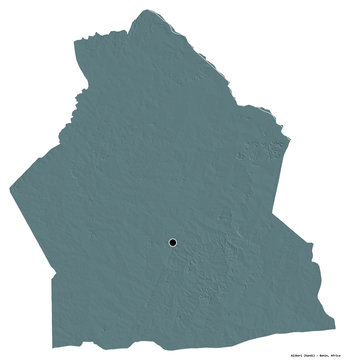 Alibori, department of Benin, on white. Administrative