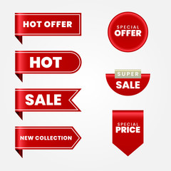 set of red sale labels