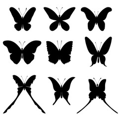 set of butterflies isolated