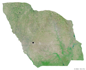 Zou, department of Benin, on white. Satellite