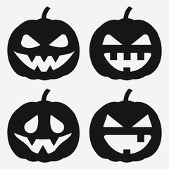 Halloween pumpkin  silhouette collection set, Vector
