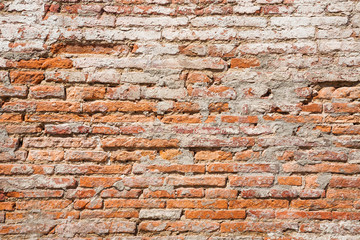 Wall of red bricks as the background