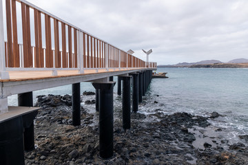 Perspective of the wonderful bridge of La Arrieta, Lanzarote Island