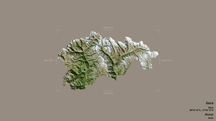Gasa - Bhutan. Bounding box. Satellite