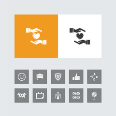 Creative Heart Care Icon with Bonus Icons.