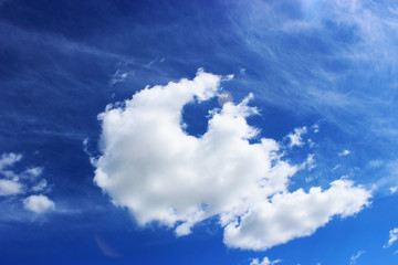 blue sky clouds, blue sky with unusual shaped clouds.