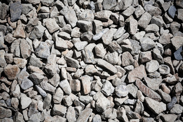 Close-up of gravel texture background spread on the ground
