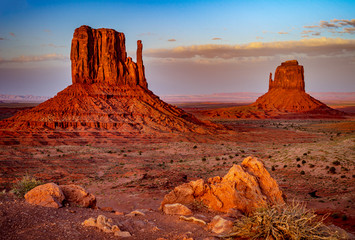 Monument valley mittens and taylor rock sunset