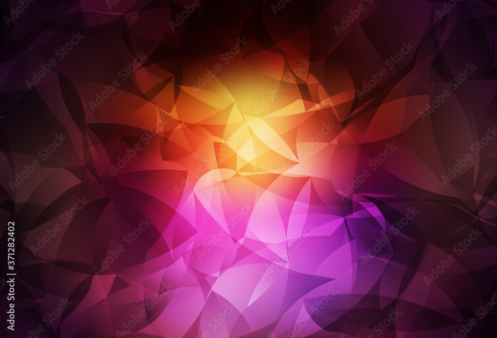 Wall mural dark pink, yellow vector triangle mosaic template.