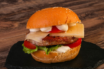 Delicous burger with tuna fish