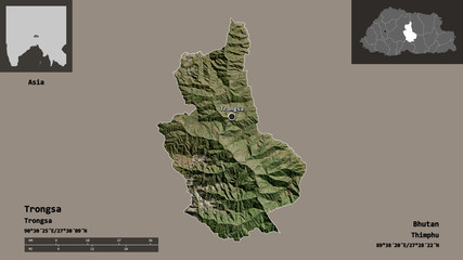 Trongsa, district of Bhutan,. Previews. Satellite