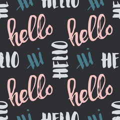 Seamless handwritten lettering Hello pattern. Vector illustration © alliya2000