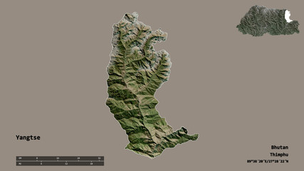 Yangtse, district of Bhutan, zoomed. Satellite