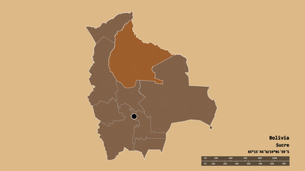 Location of El Beni, department of Bolivia,. Pattern