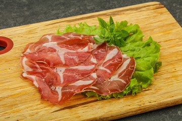 Smoked pork neck slices snack