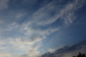 
clouds in the red sunset of a summer evening