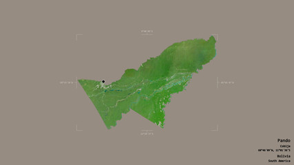 Fototapeta premium Pando - Bolivia. Bounding box. Satellite