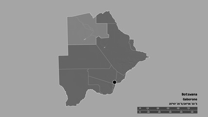 Location of North-West, district of Botswana,. Bilevel