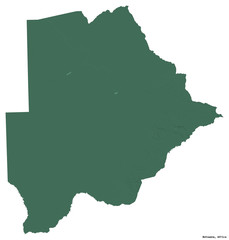 Botswana on white. Administrative