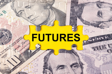Puzzle with the image of dollars in the center of the inscription -FUTURES