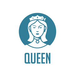 queen logo template, beauty woman with crown