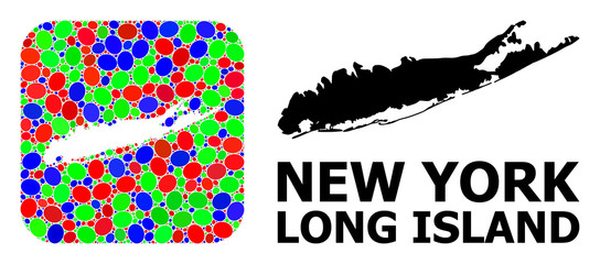 Mosaic Stencil and Solid Map of Long Island