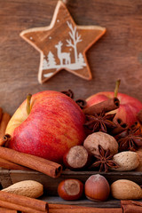 Rustic Style Christmas Still Life With Apples