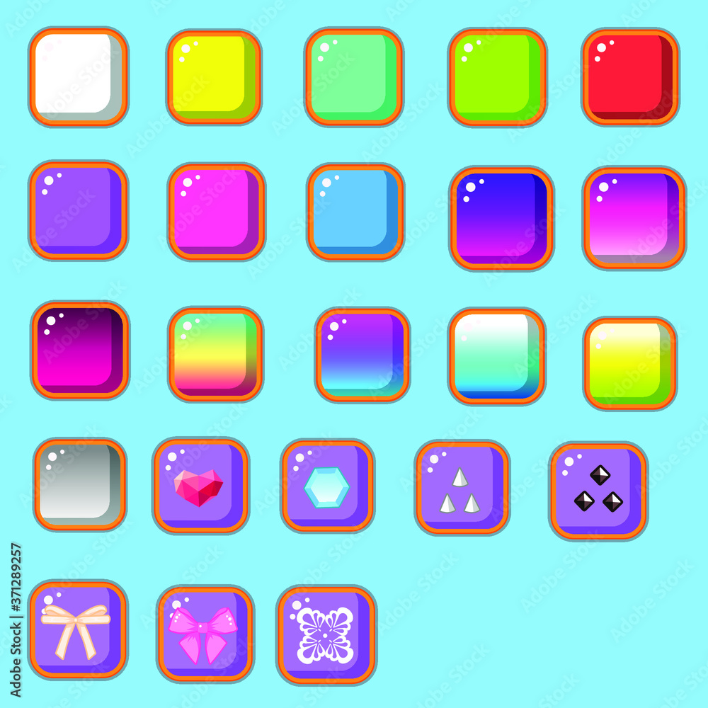 Fototapete button set designed game user interface gui illustration for video games computers vector. colored b
