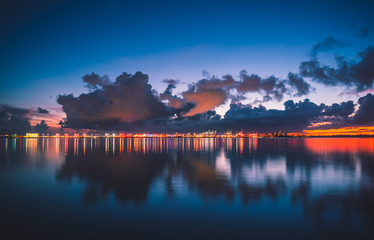 sunrise over the sea lake sky reflections beautiful morning miami florida usa 