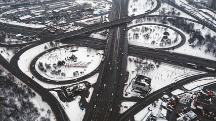 transport interchange in Moscow in winter