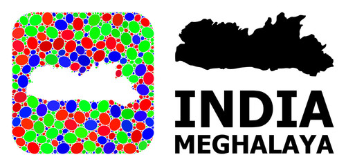 Mosaic Stencil and Solid Map of Meghalaya State