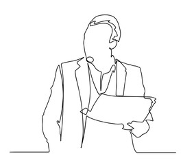 man reading a newspaper line illustration. single line drawing of a man with newspaper. one line vector illustration. Continuous line drawing of men reading vector illustration.