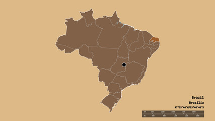 Location of Rio Grande do Norte, state of Brazil,. Pattern