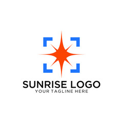 Sunrise logo template. Vector illustration Icon Logo Template Sun over horizon.