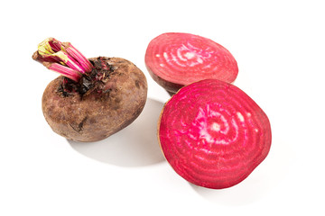 Organic Red beet root isolated on white background. Beta vulgaris