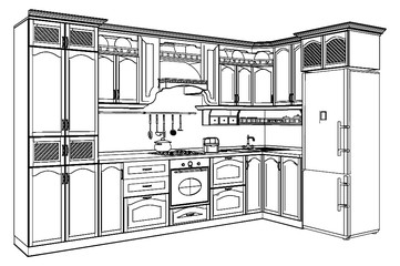 Kitchen Vector. Illustration Isolated On White Background. A Vector Illustration Of Kitchen Background.